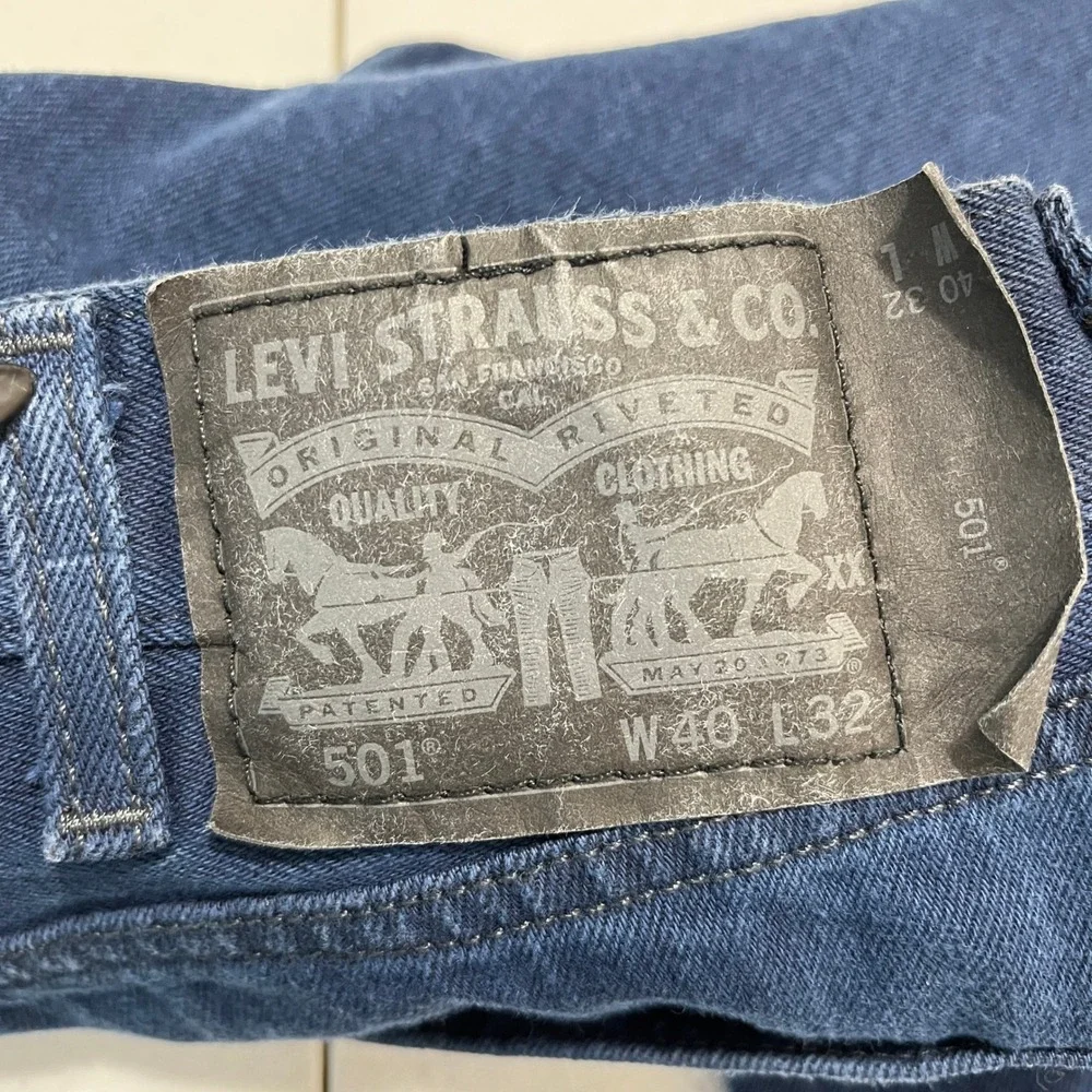 Levis 501 Original Fit Jeans Mens 40x29 Blue‎ Button Fly Straight Leg Everyday